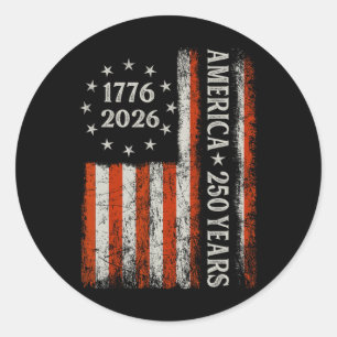 Sticker Rond Drapeau Usa 250 Ans Anniversaire 1776-2026 Liberté