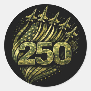 Sticker Rond Drapeau Usa Camo 250 Ans 1776-2026 250e Militaire