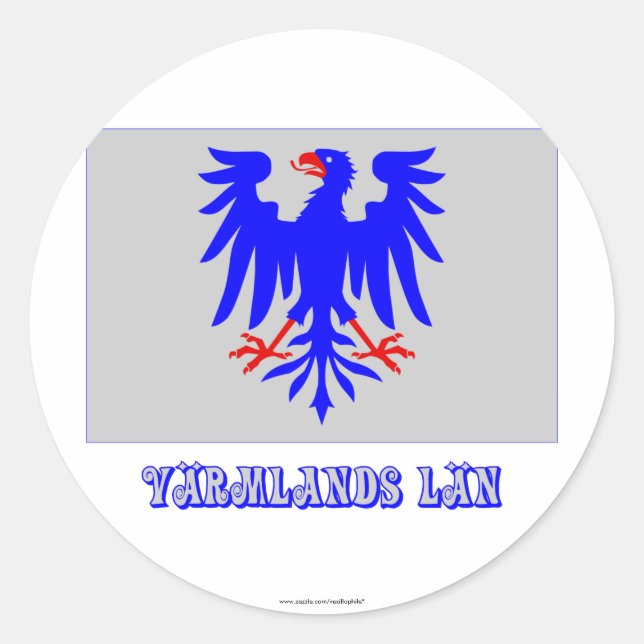 Sticker Rond Drapeau Värmlands län avec nom (Devant)