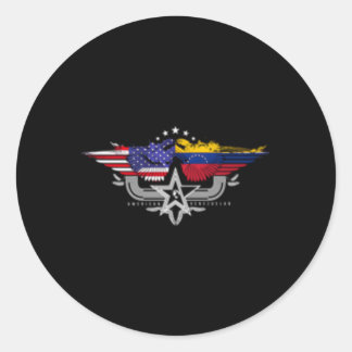 Sticker Rond Drapeau vénézuélien américain
