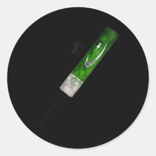 Sticker Rond Drapeau vintage cricket Pakistan Fierté pakistanai