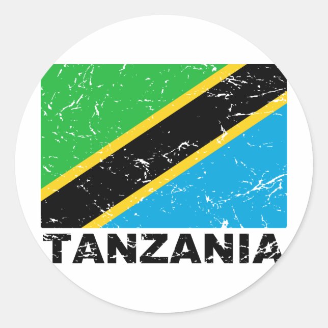 Sticker Rond Drapeau Vintage de Tanzanie (Devant)