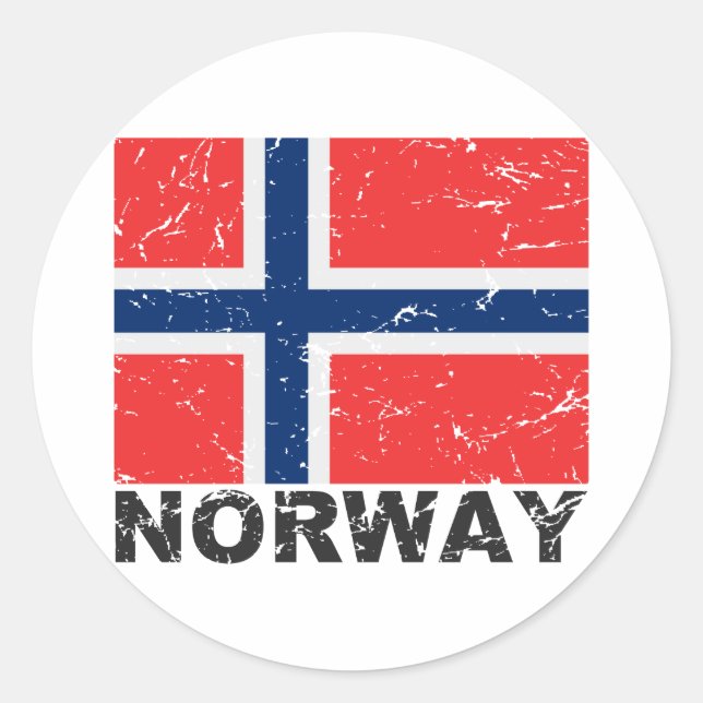 Sticker Rond Drapeau Vintage norvégien (Devant)