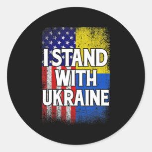 Sticker Rond Drapeau vintage ukrainien américain Ukraine patrio