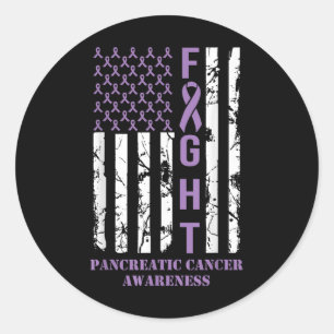 Sticker Rond Drapeau violet ribbon soutien cancer pancréatique