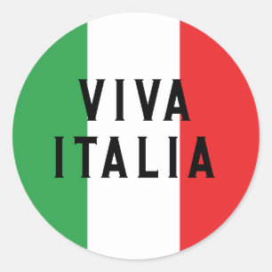Sticker Rond Drapeau Viva Italia Italien Personnalisé