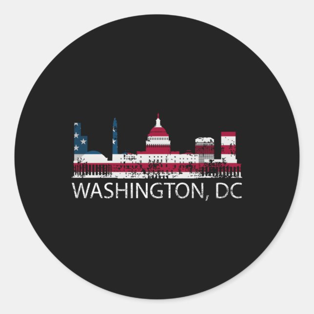 Sticker Rond Drapeau Washington Dc Capitol Hill Usa (Devant)