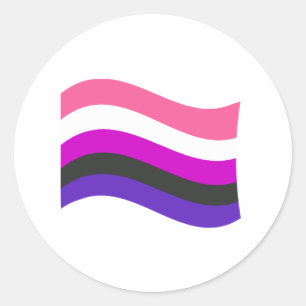 Sticker Rond Drapeau Wavy Genderfluide Fide