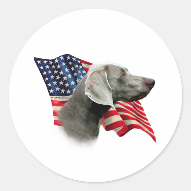 Sticker Rond Drapeau Weimaraner (Devant)