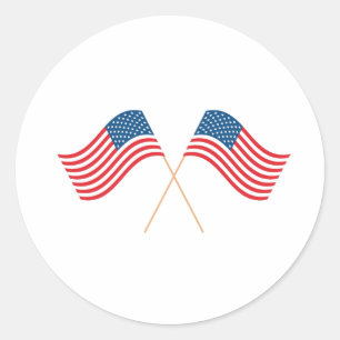 Sticker Rond Drapeaux américains