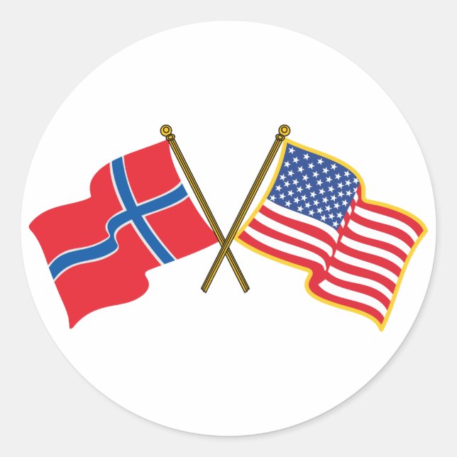 Sticker Rond Drapeaux américains norvégiens (Devant)