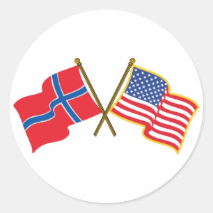 Sticker Rond Drapeaux américains norvégiens