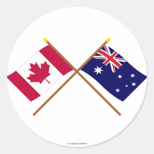 Sticker Rond Drapeaux croisés Canada et Australie