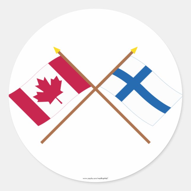 Sticker Rond Drapeaux croisés Canada et Finlande (Devant)