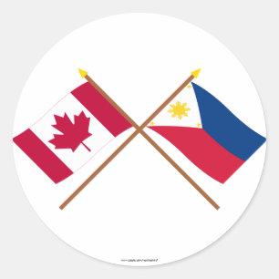 Sticker Rond Drapeaux croisés Canada et Philippines