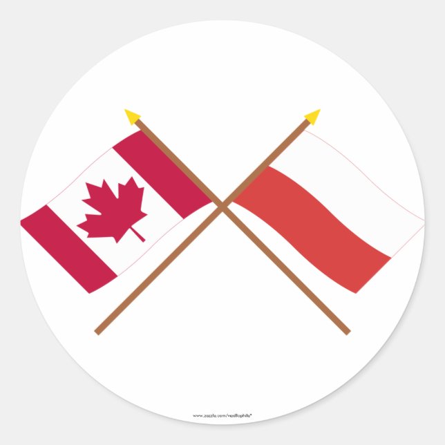 Sticker Rond Drapeaux croisés Canada et Pologne (Devant)