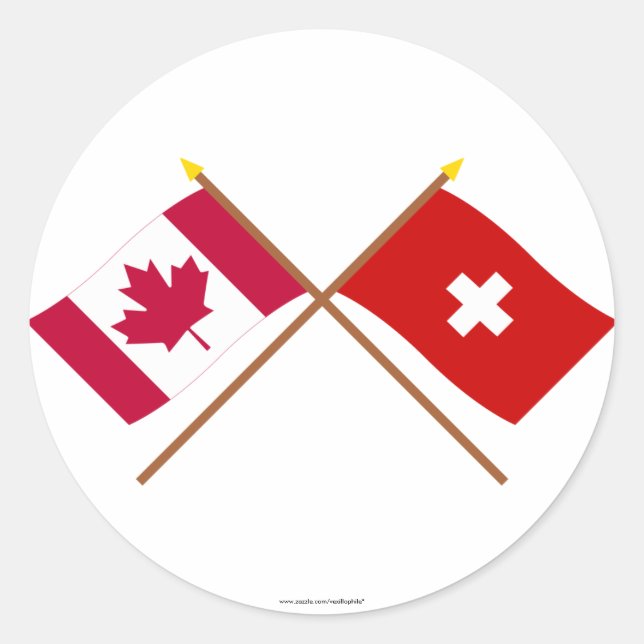 Sticker Rond Drapeaux croisés Canada et Suisse (Devant)