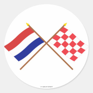Sticker Rond Drapeaux croisés de la Hollande et du