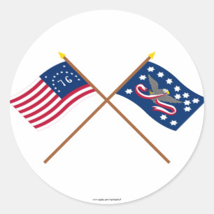 Sticker Rond Drapeaux croisés de rébellion de Bennington et d