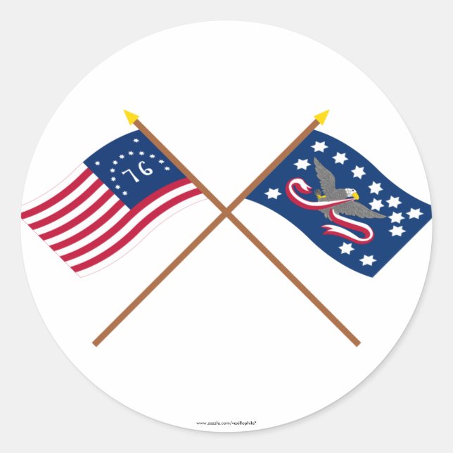 Sticker Rond Drapeaux croisés de rébellion de Bennington et de (Devant)