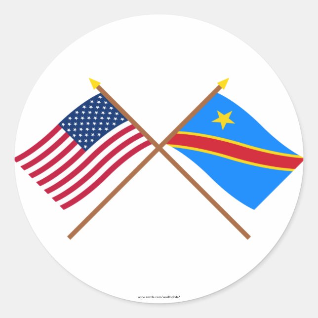 Sticker Rond Drapeaux croisés de République Democratic des USA (Devant)