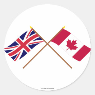 Sticker Rond Drapeaux croisés du Royaume-Uni et du Canada