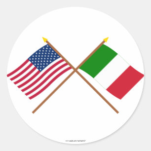 Sticker Rond Drapeaux croisés États-Unis et Italie