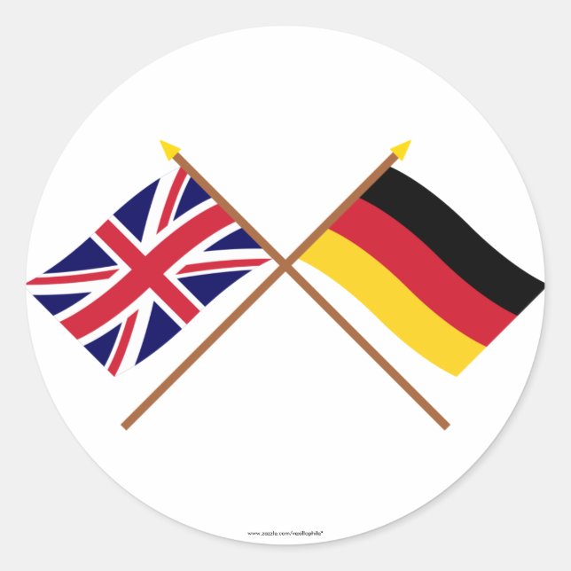 Sticker Rond Drapeaux croisés Royaume-Uni et Allemagne (Devant)