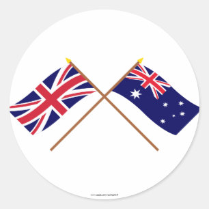 Sticker Rond Drapeaux croisés Royaume-Uni et Australie