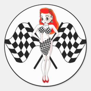 Sticker Rond Drapeaux de course de Peggy Pitstop