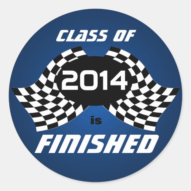 Sticker Rond Drapeaux de course Graduation Finition Bleu (Devant)