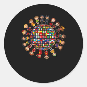 Sticker Rond Drapeaux De La Diversité Culturelle Mondiale Autou