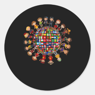 Sticker Rond Drapeaux De La Diversité Culturelle Mondiale Autou