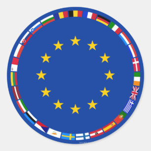 Sticker Rond Drapeaux de l'Union européenne
