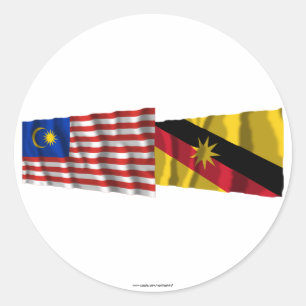 Sticker Rond Drapeaux de ondulation de la Malaisie et du