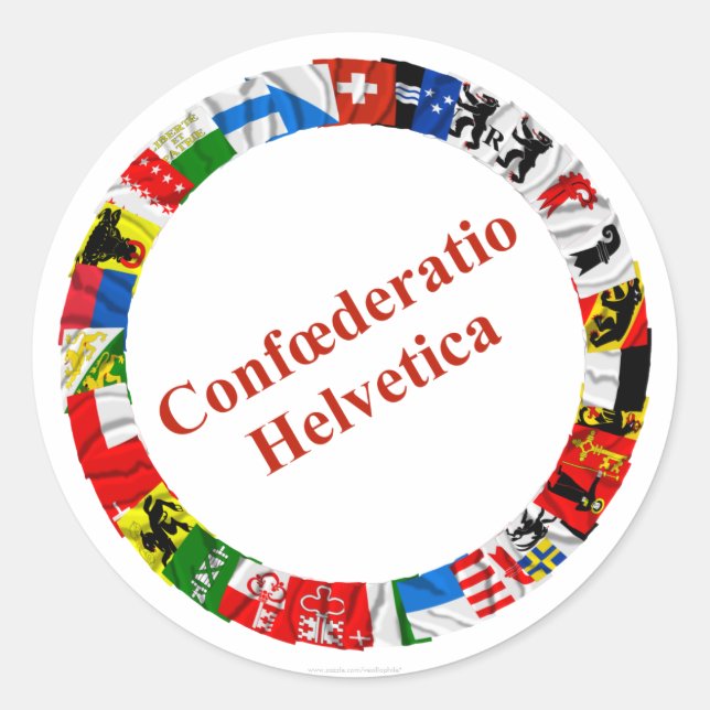 Sticker Rond Drapeaux des cantons de Suisse, latin (Devant)