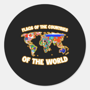 Sticker Rond Drapeaux Des Pays Du Monde Carte Internationale