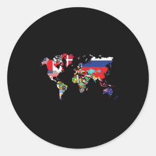 Sticker Rond Drapeaux Des Pays Du Monde Carte Internationale