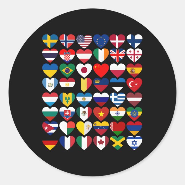 Sticker Rond Drapeaux Des Pays Du Monde International (Devant)