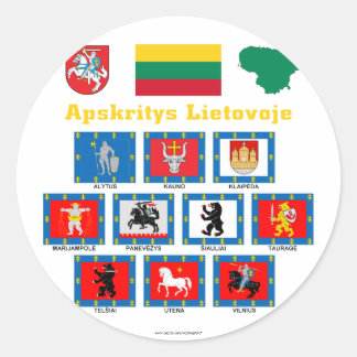 Sticker Rond Drapeaux du comté de Lituanie
