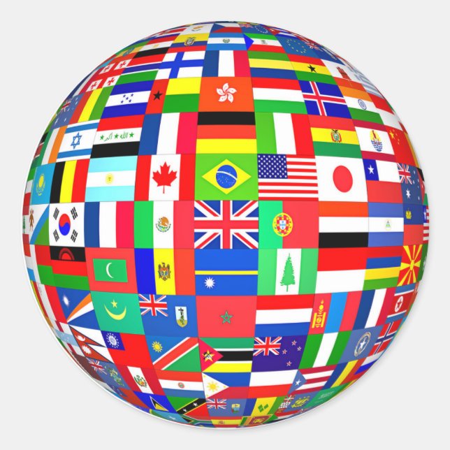 STICKER ROND DRAPEAUX DU GLOBE (Devant)