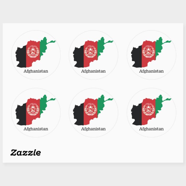 Sticker Rond Drapeaux et pays Afghanistan (Feuille)