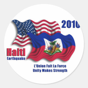 Sticker Rond Drapeaux haïtiens et américains pour Haïti