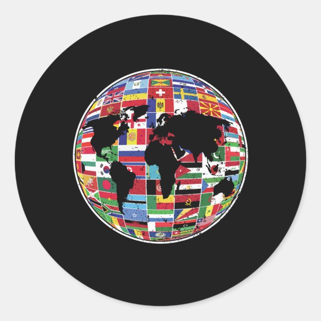 Sticker Rond Drapeaux internationaux Voyageurs Voyageurs dans l (Devant)