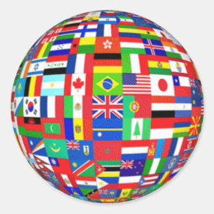 STICKER ROND DRAPEAUX MONDIAUX