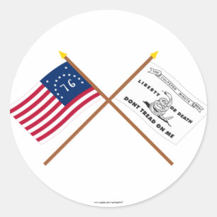 Sticker Rond Drapeaux traversés de Bennington et de Culpeper