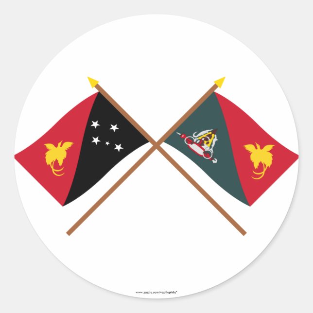 Sticker Rond Drapeaux traversés de PNG et de la province de Sep (Devant)