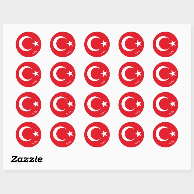 Sticker Rond Drapeaux turcs et turcs patriotes, vacances / spor (Feuille)