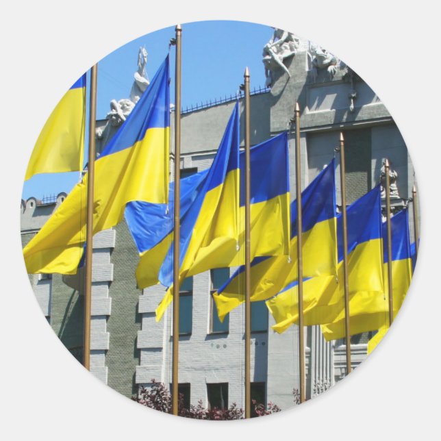 Sticker Rond Drapeaux ukrainiens (Devant)