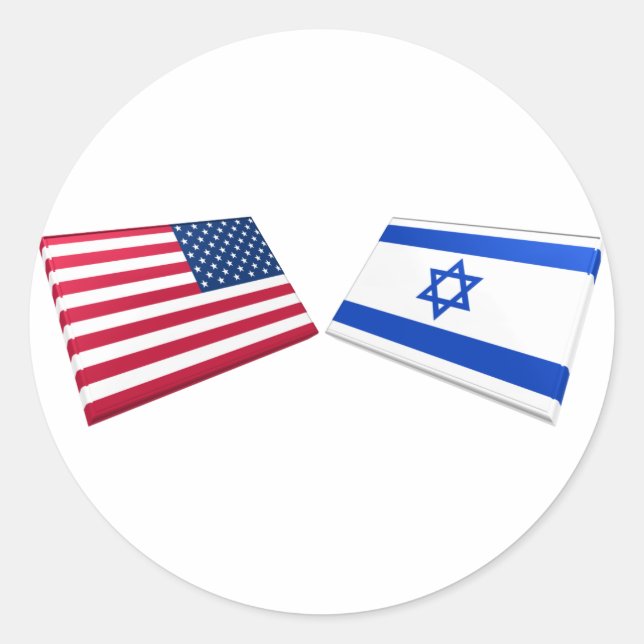 Sticker Rond Drapeaux US et Israël (Devant)